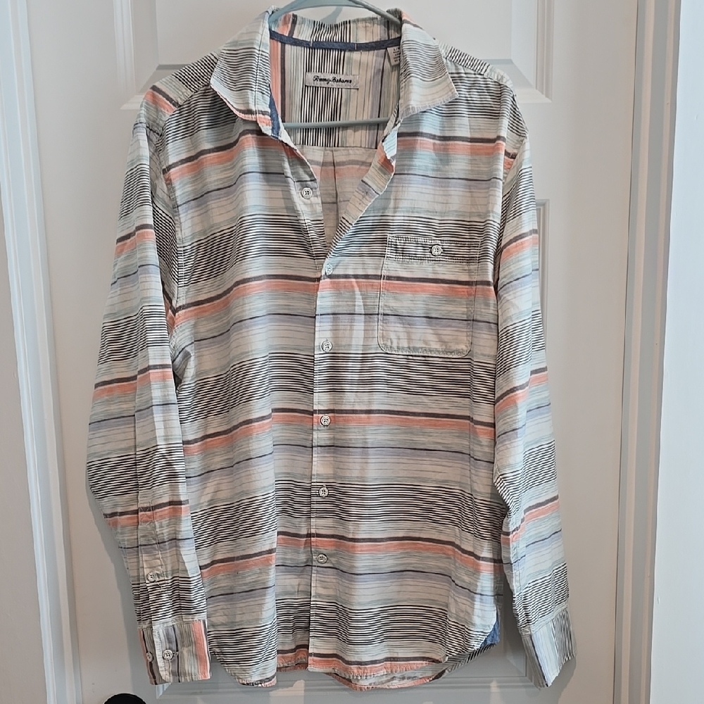 Tommy Bahama Black and White Casual Button Down Shirt